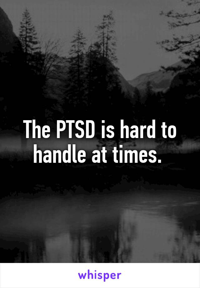 The PTSD is hard to handle at times. 