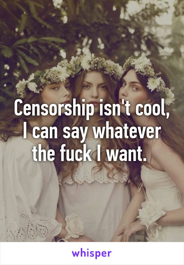 Censorship isn't cool, I can say whatever the fuck I want. 