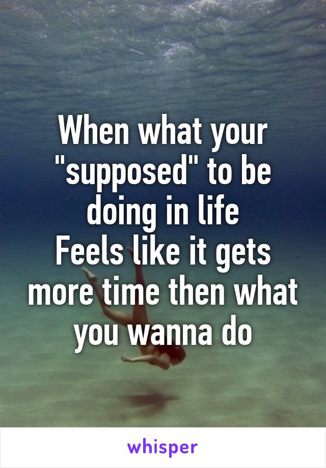 When what your "supposed" to be doing in life
Feels like it gets more time then what you wanna do