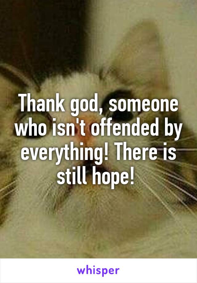 Thank god, someone who isn't offended by everything! There is still hope! 