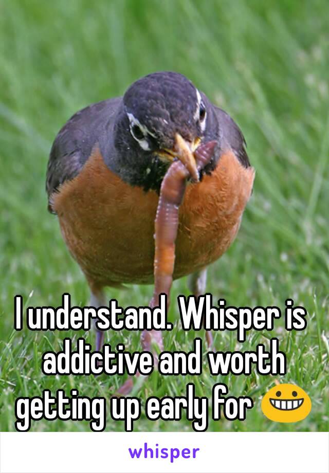 I understand. Whisper is addictive and worth getting up early for 😀