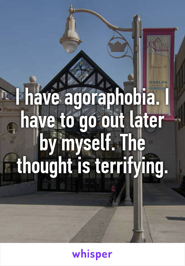 I have agoraphobia. I have to go out later by myself. The thought is terrifying.