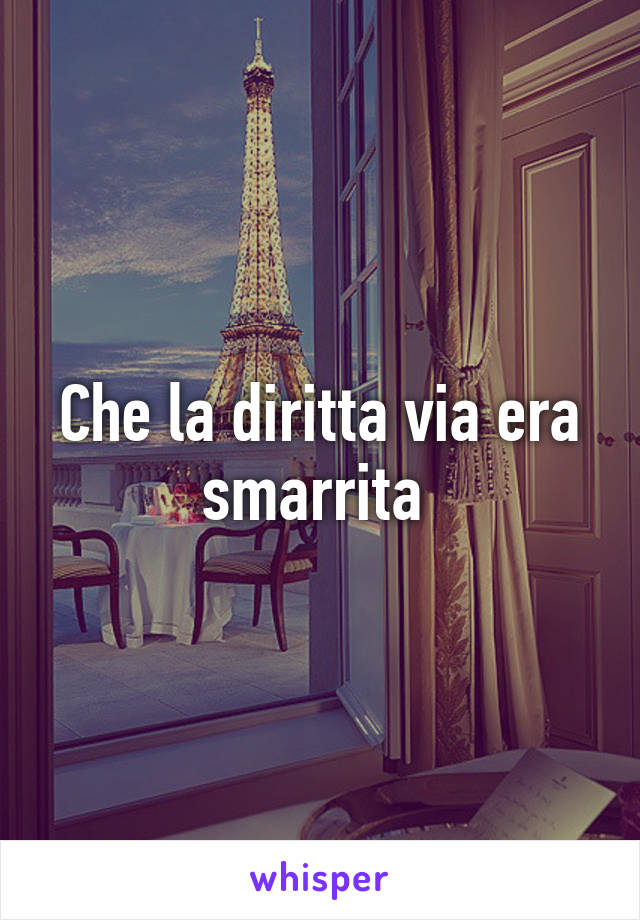 Che la diritta via era smarrita 