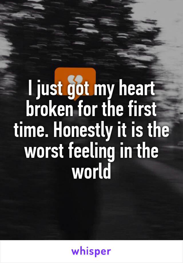 I just got my heart broken for the first time. Honestly it is the worst feeling in the world