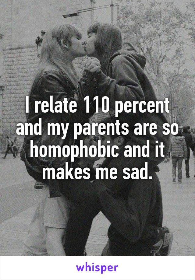 I relate 110 percent and my parents are so homophobic and it makes me sad.