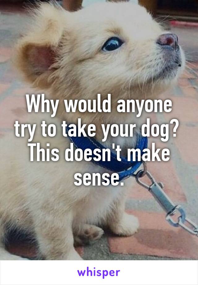 Why would anyone try to take your dog?  This doesn't make sense.