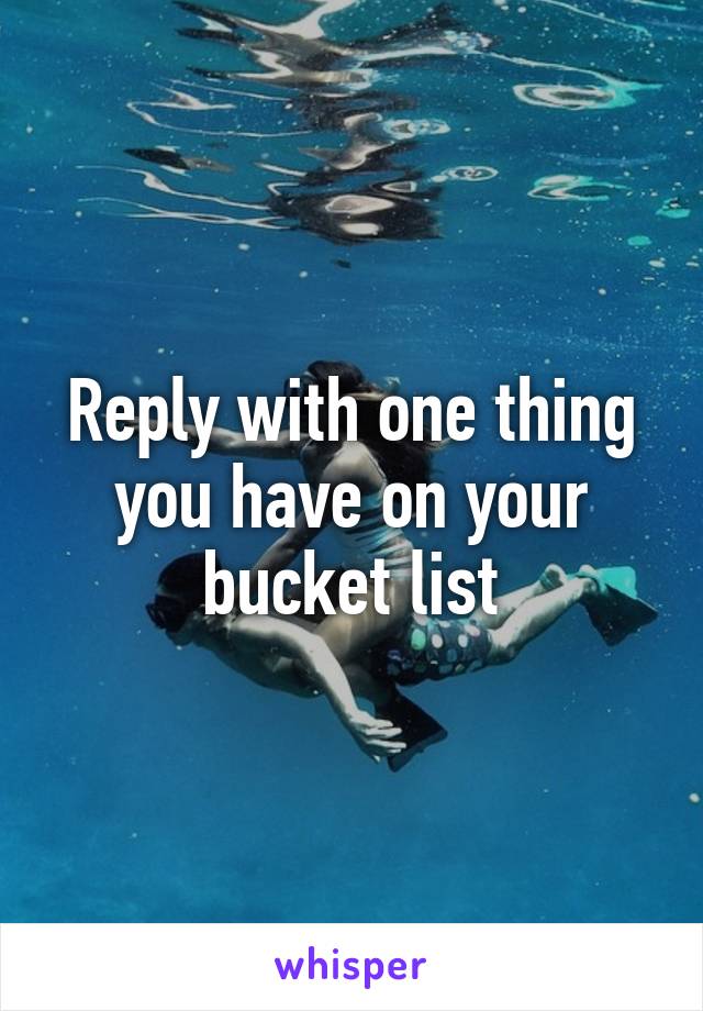 Reply with one thing you have on your bucket list