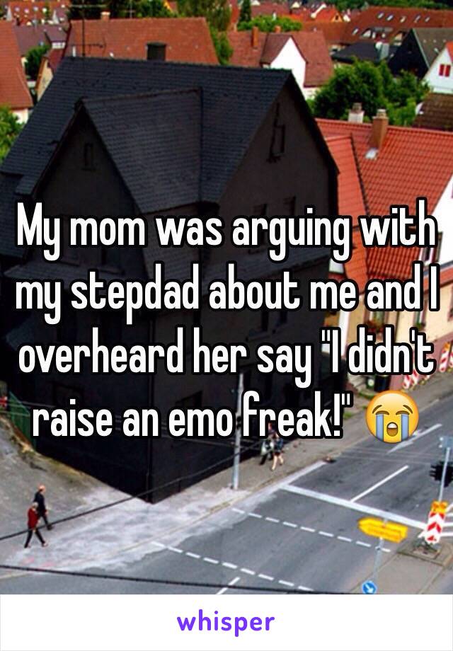 My mom was arguing with my stepdad about me and I overheard her say "I didn't raise an emo freak!" 😭