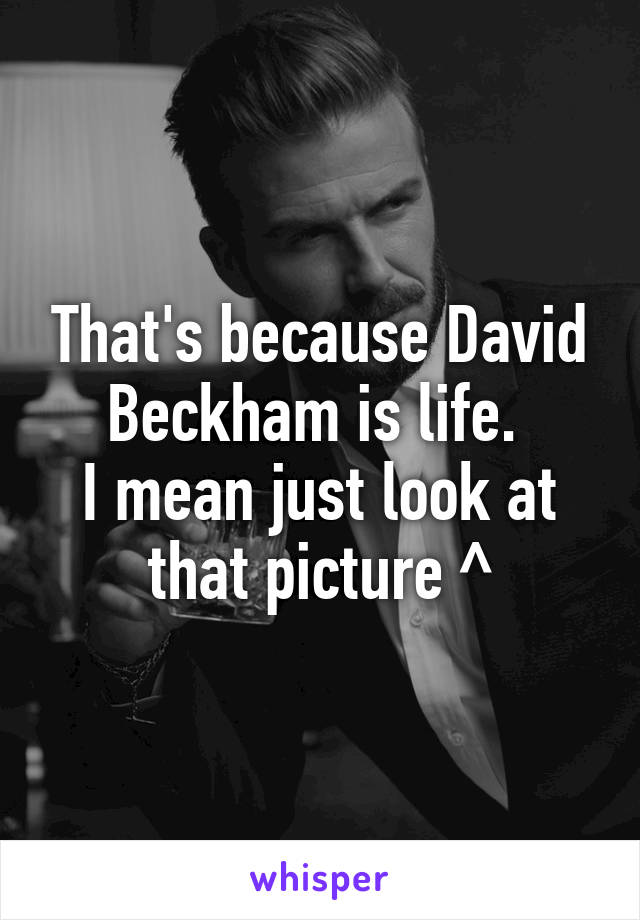 That's because David Beckham is life. 
I mean just look at that picture ^