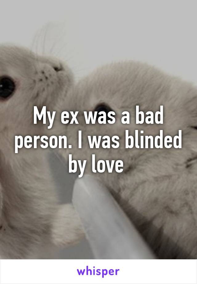 My ex was a bad person. I was blinded by love 