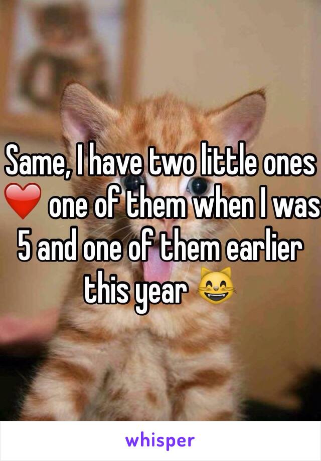 Same, I have two little ones ❤️ one of them when I was 5 and one of them earlier this year 😸