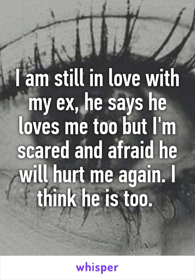 I am still in love with my ex, he says he loves me too but I'm scared and afraid he will hurt me again. I think he is too. 