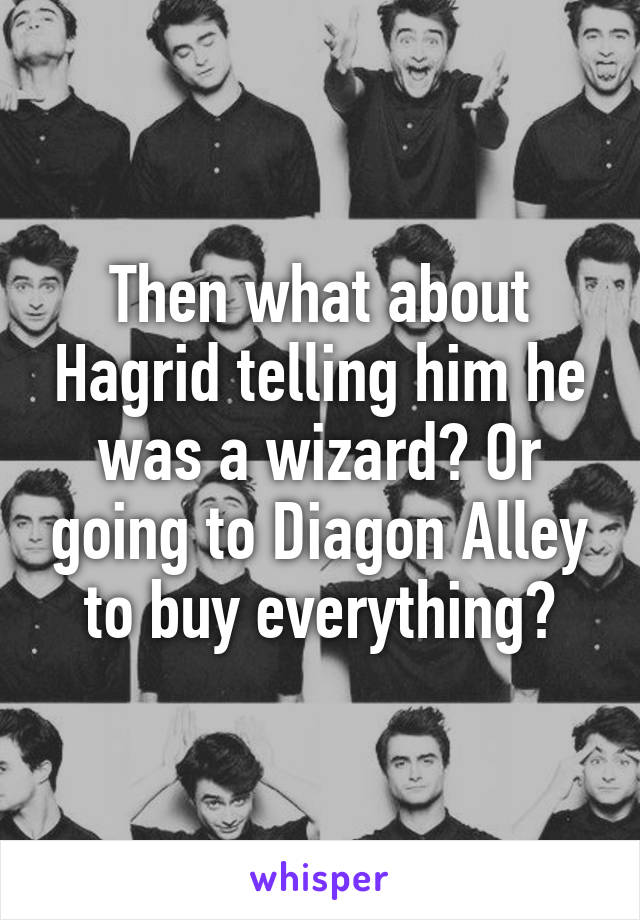 Then what about Hagrid telling him he was a wizard? Or going to Diagon Alley to buy everything?