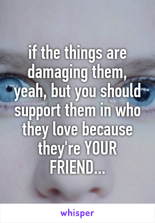 if the things are damaging them, yeah, but you should support them in who they love because they're YOUR FRIEND...