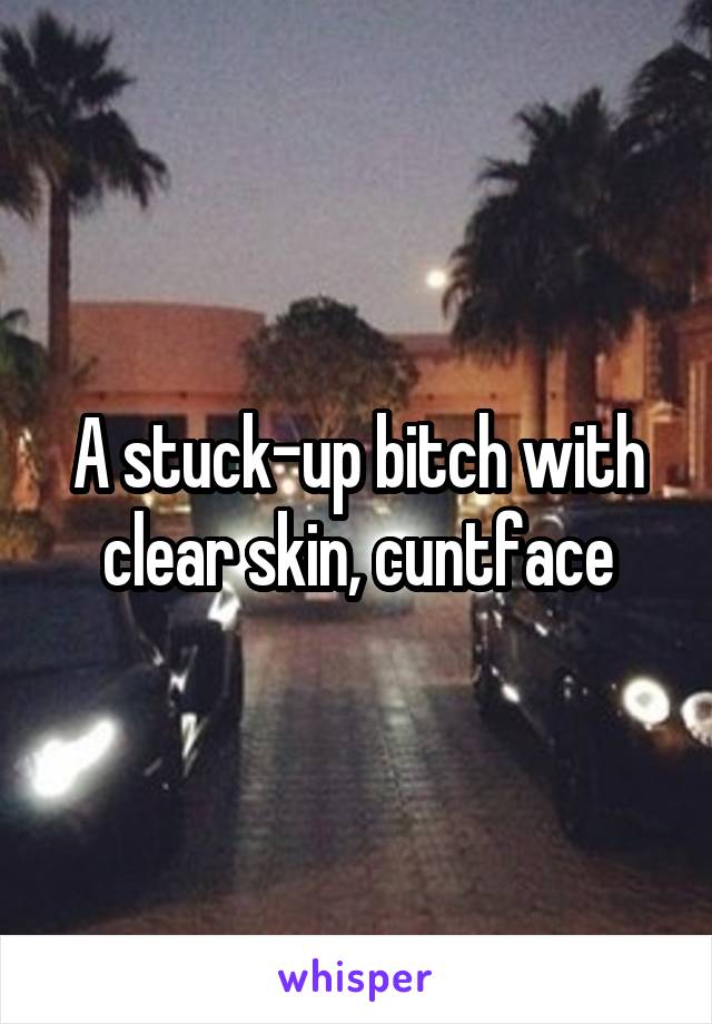 A stuck-up bitch with clear skin, cuntface