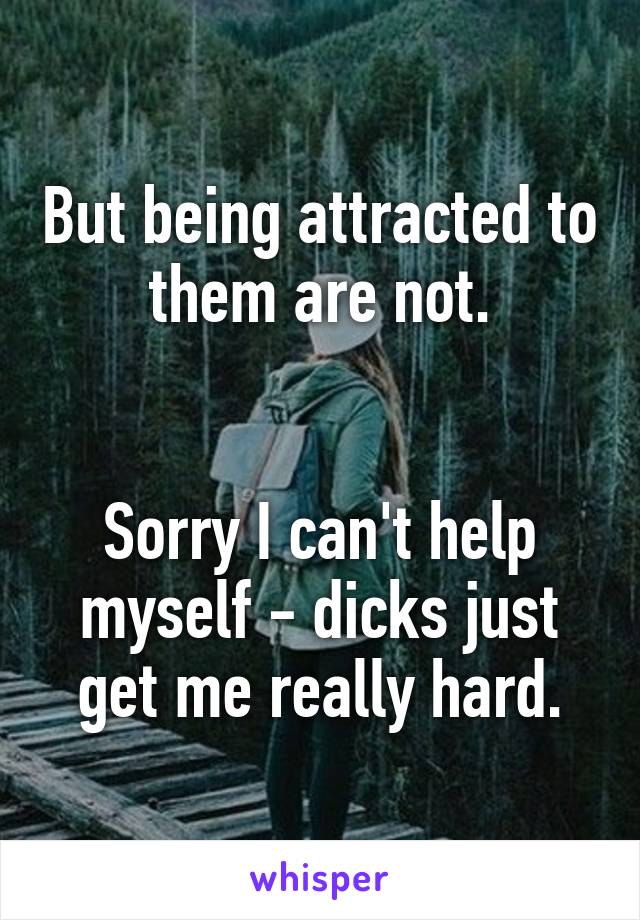 But being attracted to them are not.


Sorry I can't help myself - dicks just get me really hard.