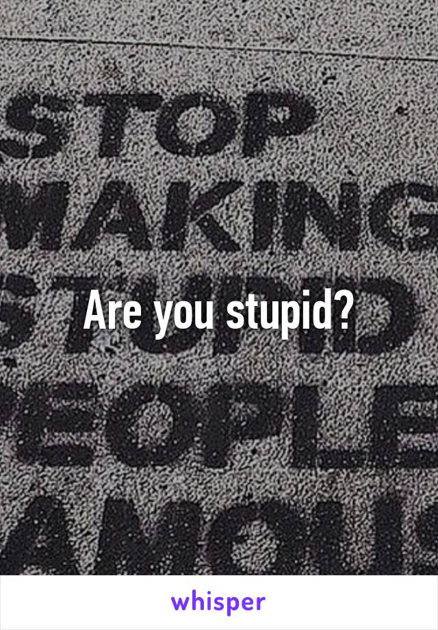 Are you stupid?