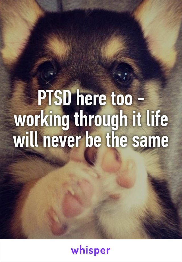 PTSD here too - working through it life will never be the same 