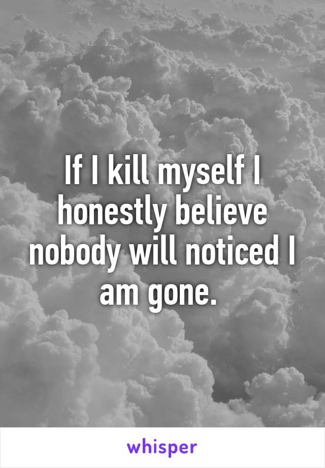 If I kill myself I honestly believe nobody will noticed I am gone. 