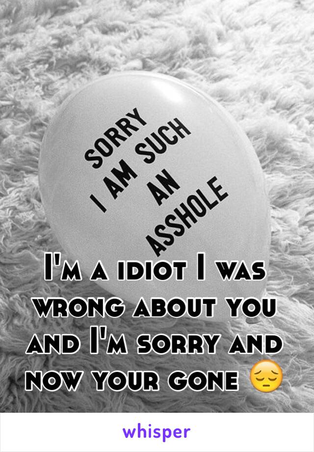 I'm a idiot I was wrong about you and I'm sorry and now your gone 😔