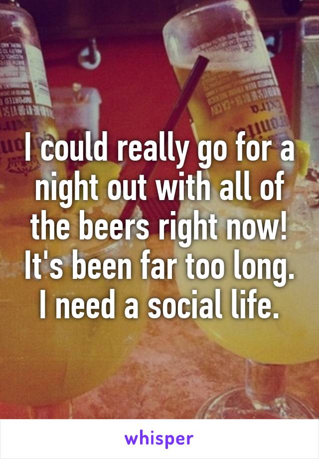 I could really go for a night out with all of the beers right now! It's been far too long. I need a social life.