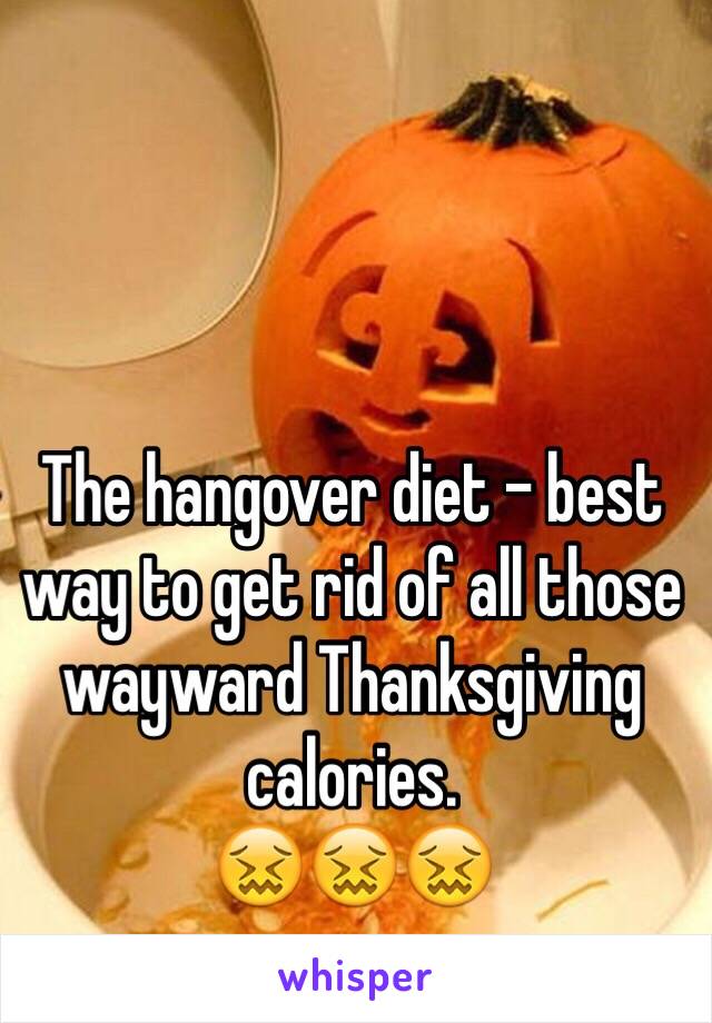 The hangover diet - best way to get rid of all those wayward Thanksgiving calories.
😖😖😖