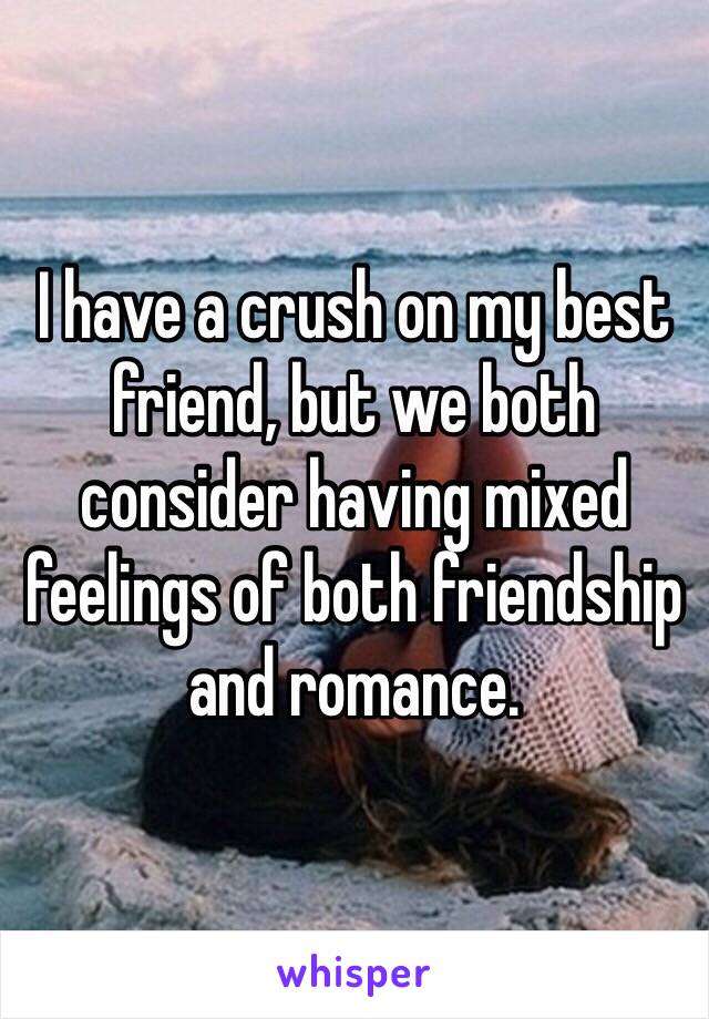 I have a crush on my best friend, but we both consider having mixed feelings of both friendship and romance.