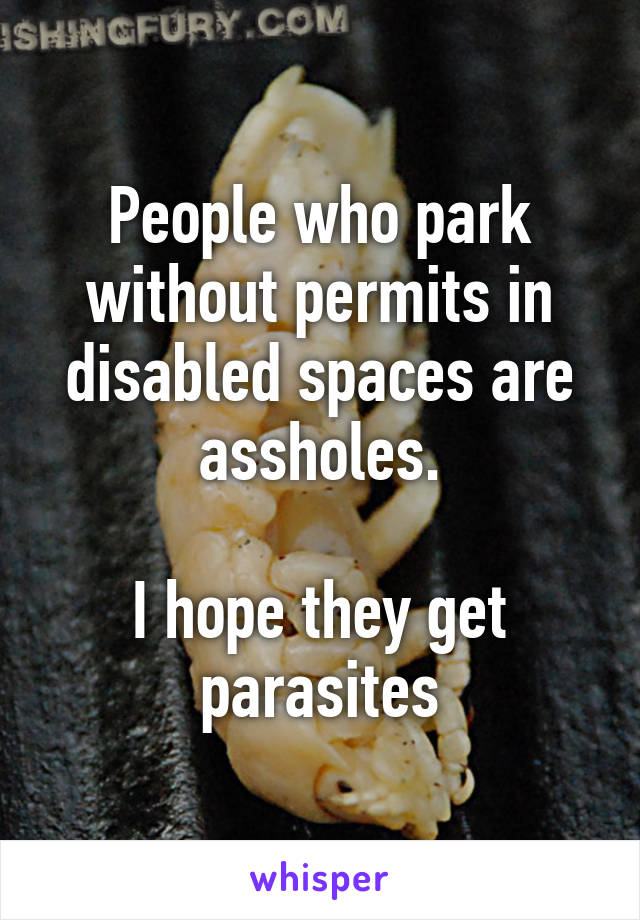 People who park without permits in disabled spaces are assholes.

I hope they get parasites