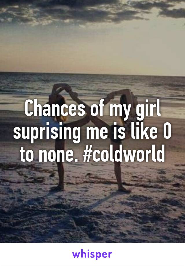 Chances of my girl suprising me is like 0 to none. #coldworld