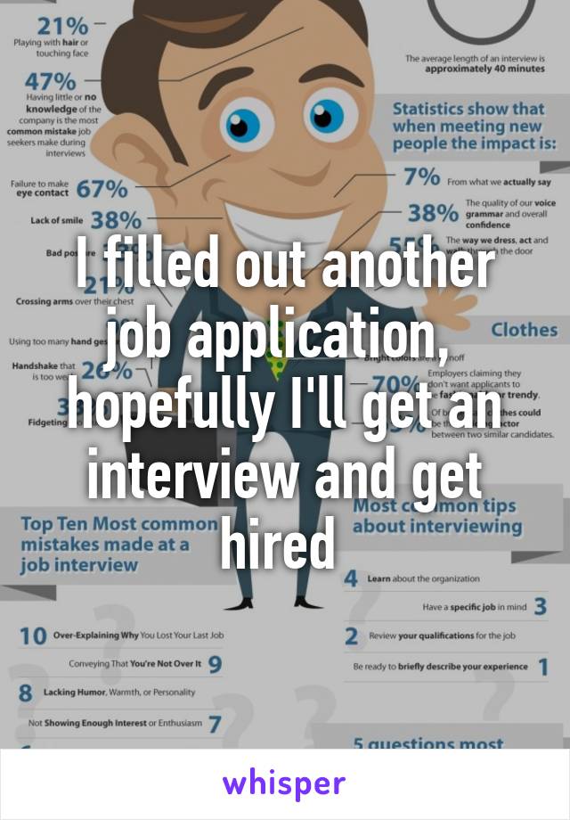 I filled out another job application,  hopefully I'll get an interview and get hired 