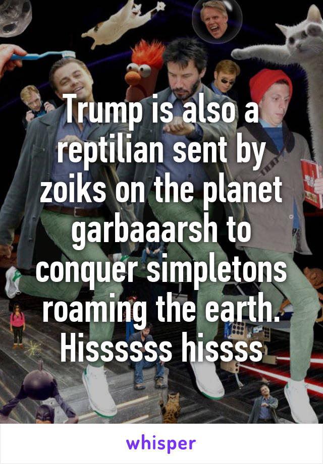 Trump is also a reptilian sent by zoiks on the planet garbaaarsh to conquer simpletons roaming the earth. Hissssss hissss