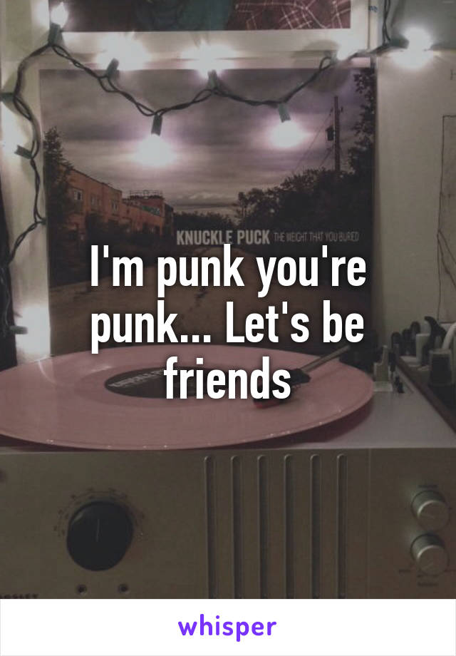 I'm punk you're punk... Let's be friends