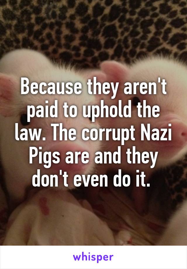 Because they aren't paid to uphold the law. The corrupt Nazi Pigs are and they don't even do it. 