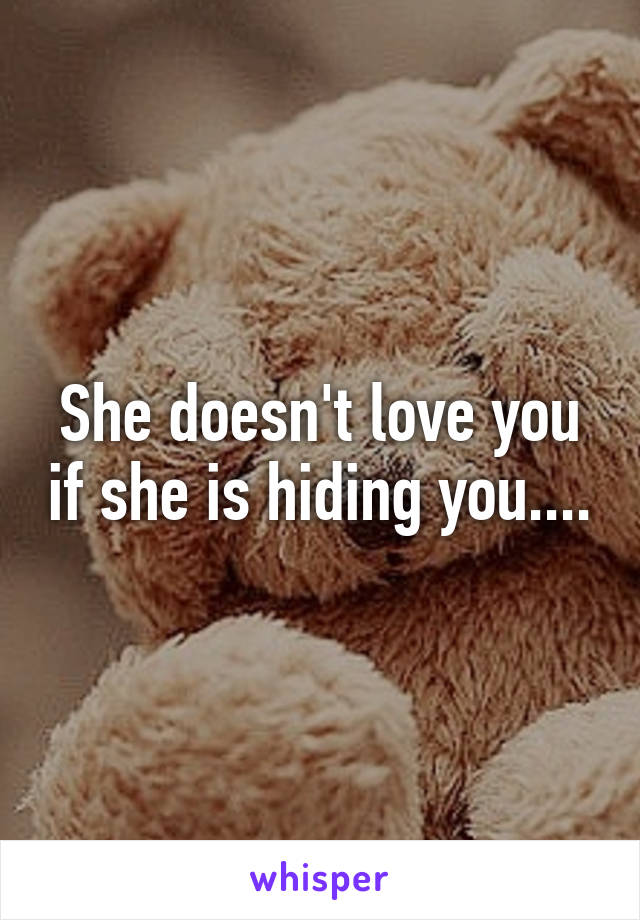 She doesn't love you if she is hiding you....