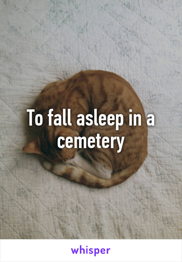 To fall asleep in a cemetery