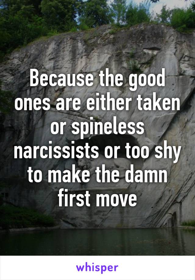 Because the good ones are either taken or spineless narcissists or too shy to make the damn first move