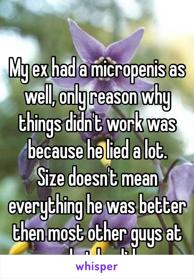 My ex had a micropenis as well, only reason why things didn't work was because he lied a lot. 
Size doesn't mean everything he was better then most other guys at what he did. 