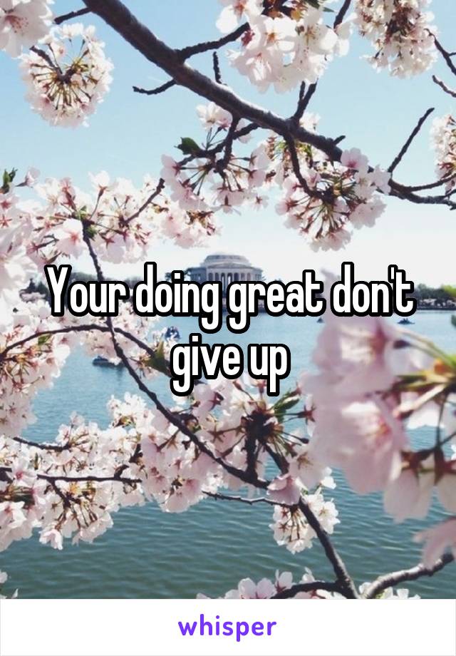 Your doing great don't give up
