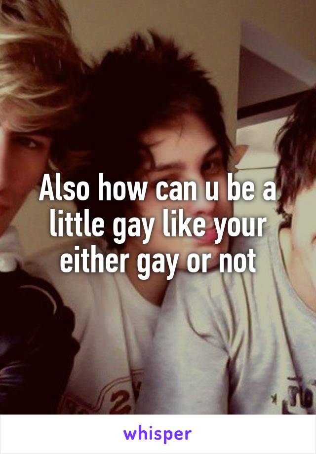 Also how can u be a little gay like your either gay or not