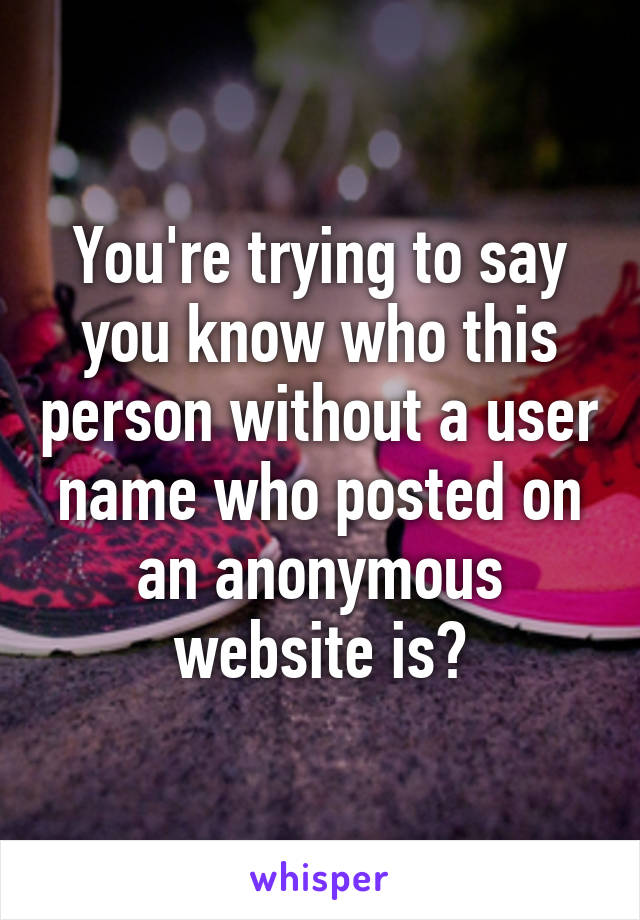 You're trying to say you know who this person without a user name who posted on an anonymous website is?