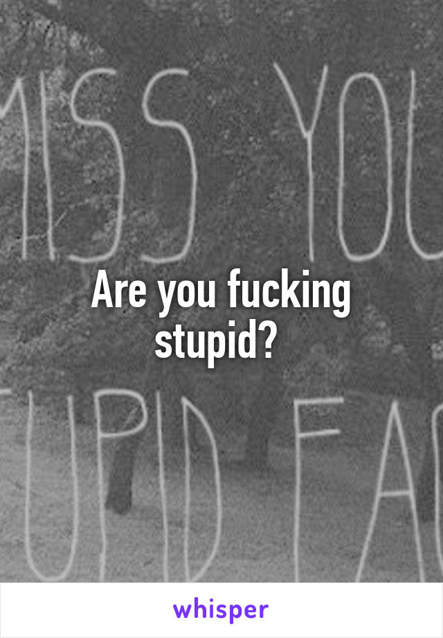 Are you fucking stupid? 