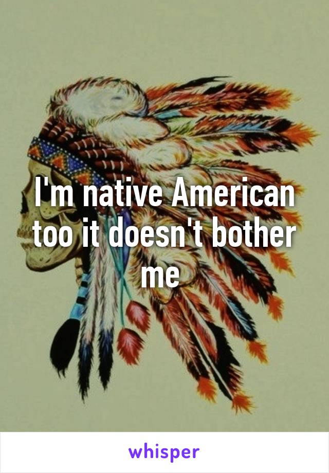 I'm native American too it doesn't bother me 