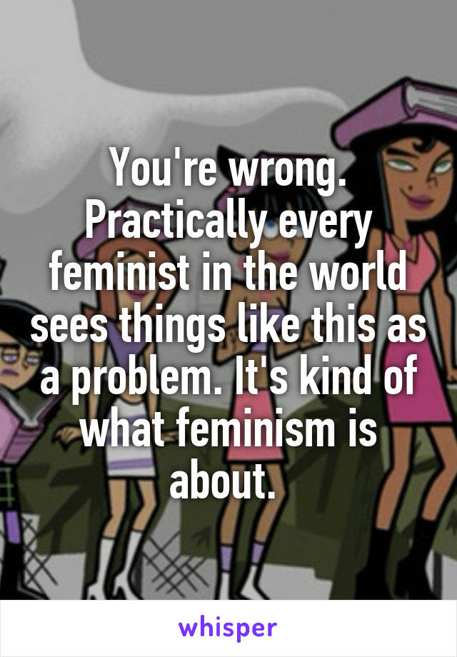 You're wrong. Practically every feminist in the world sees things like this as a problem. It's kind of what feminism is about. 