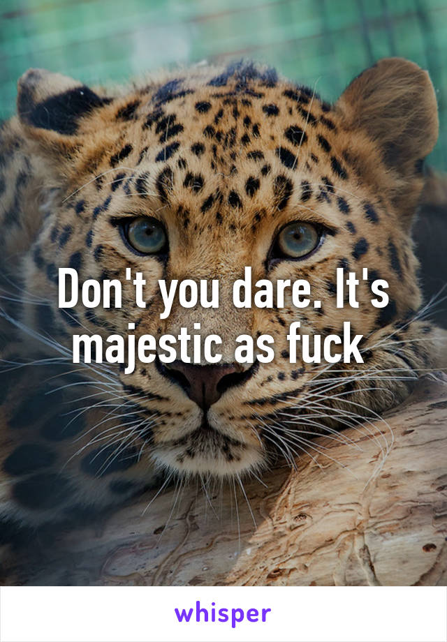 Don't you dare. It's majestic as fuck 