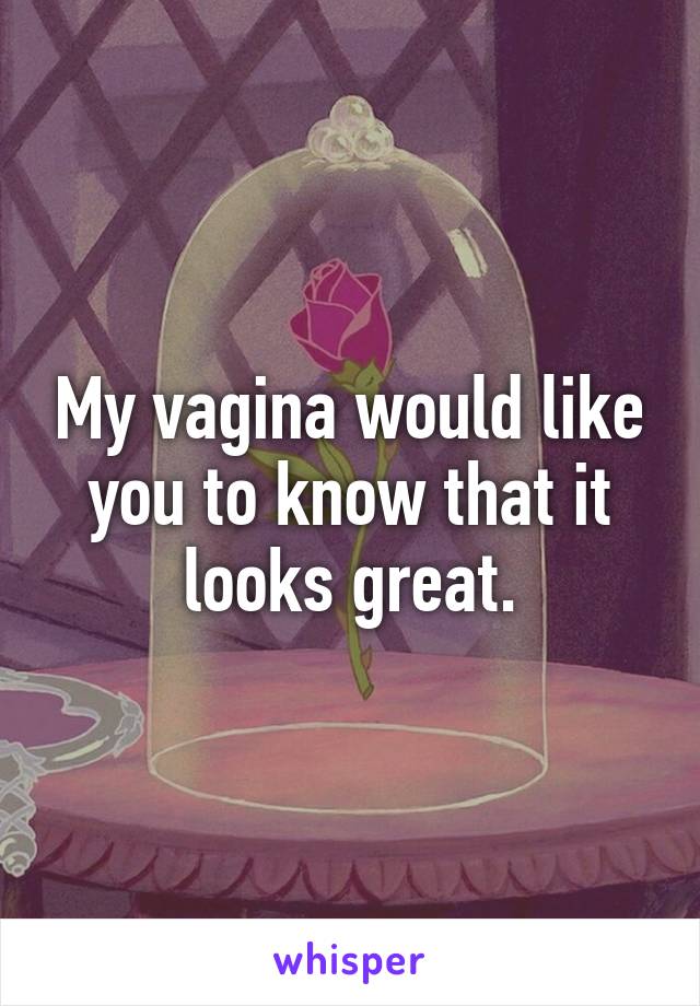 My vagina would like you to know that it looks great.