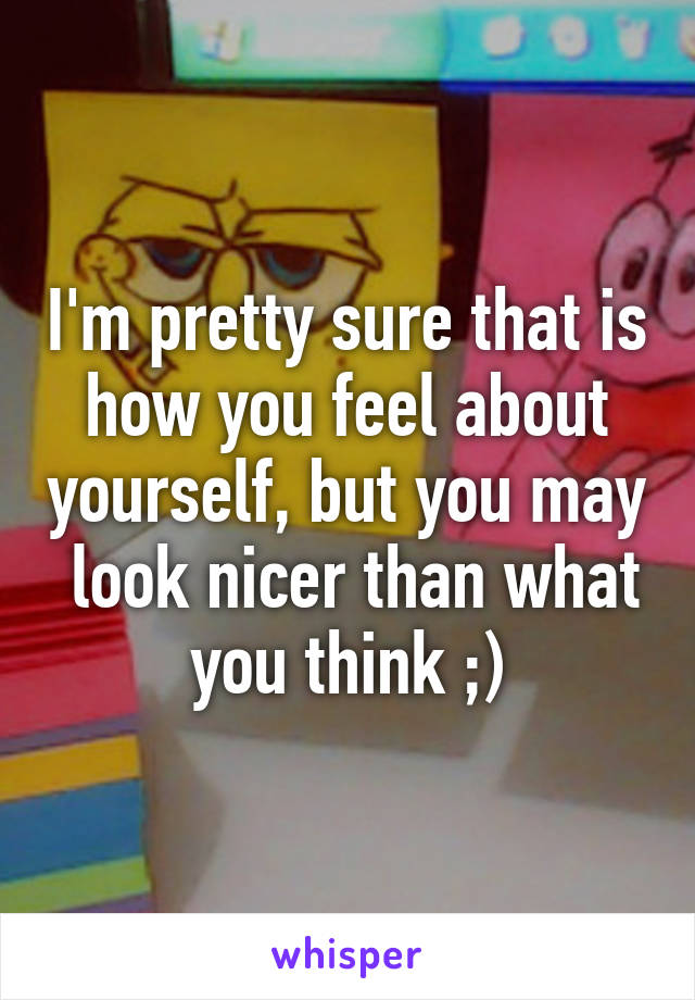 I'm pretty sure that is how you feel about yourself, but you may  look nicer than what you think ;)