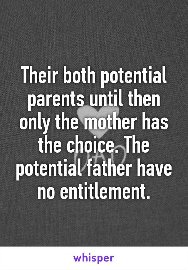 Their both potential parents until then only the mother has the choice. The potential father have no entitlement.