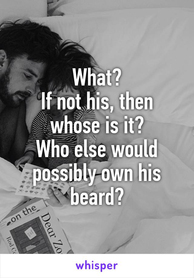 What?
If not his, then whose is it?
Who else would possibly own his beard?