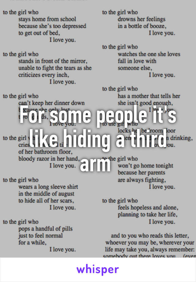 For some people it's like hiding a third arm 