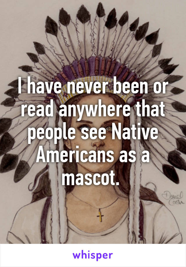 I have never been or read anywhere that people see Native Americans as a mascot. 